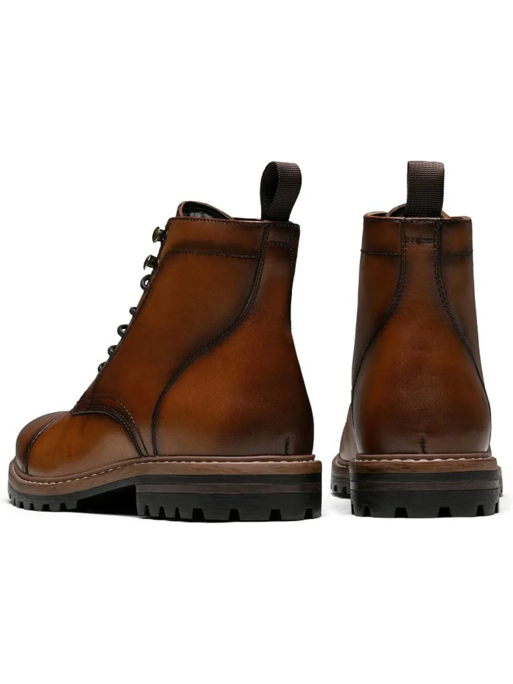 Men's Brown 1 Boots Premium Leather Cap Toe Casual Boots Chukka Dress Boots